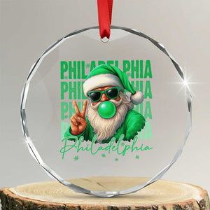 Philadelphia Football Christmas Crystal Glass Ornament Santa Retro Philly Fan TS10 Transparent Glass 3'' Circle Print Your Wear
