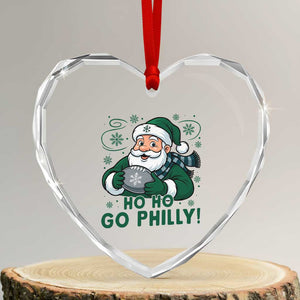 Funny Green Santa Ho Ho Go Philly Heart Crystal Glass Ornament Retro Nostalgic Philadelphia Pride Christmas Gift TS02 Transparent Glass 3'' Heart Print Your Wear