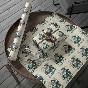 Funny Green Santa Ho Ho Go Philly Wrapping Paper Roll Retro Nostalgic Philadelphia Pride Christmas Gift TS02 Beige Print Your Wear