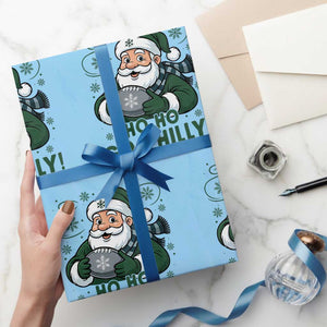 Funny Green Santa Ho Ho Go Philly Wrapping Paper Roll Retro Nostalgic Philadelphia Pride Christmas Gift TS02 Light Blue Print Your Wear