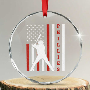 Phillies Baseball Crystal Glass Ornament Cool Distressed Philadelphia Red October US Flag TS10 Transparent Glass 3'' Circle Print Your Wear
