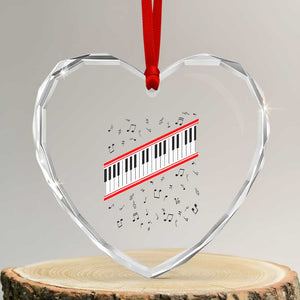 Piano Keyboard Graphic Heart Crystal Glass Ornament Musical Notes Alignment Pianist TS02 Transparent Glass 3'' Heart Print Your Wear