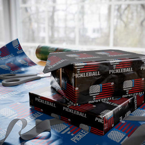 Pickleball Lover Vintage American Flag Wrapping Paper Roll 4th of July TS11 Black Print Your Wear