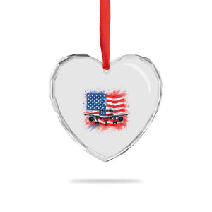 Pilot Airplane Patriotic American Flag Plane Aviation Heart Crystal Glass Ornament TS14 Print Your Wear