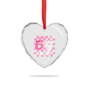 Pink Checkered I Was 6 Now I Am 7 Heart Crystal Glass Ornament Girl Birthday Gift TS12 Print Your Wear