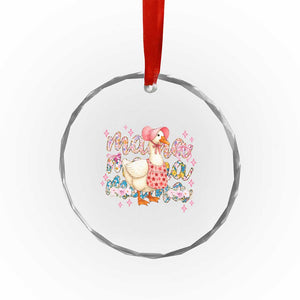 Pink Floral Mama Goose Crystal Glass Ornament Retro Botanical Mom Mothers Day TS02 Print Your Wear