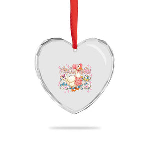 Pink Floral Mama Goose Heart Crystal Glass Ornament Retro Botanical Mom Mothers Day TS02 Print Your Wear