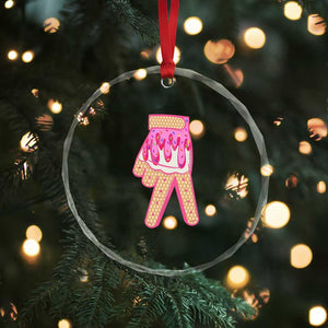 Pink Ice Cream Baseball Glove Sprinkles Drip Crystal Glass Ornament Funny V Sign TS02 Print Your Wear