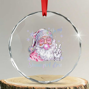 Pink Santa Christmas Crystal Glass Ornament Bubble Gum Peace Sign TS14 Transparent Glass 3'' Circle Print Your Wear