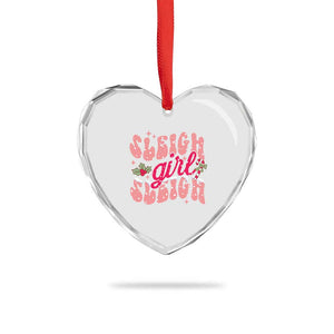 Pink Xmas Sleigh Girl Sleigh Heart Crystal Glass Ornament TS09 Print Your Wear