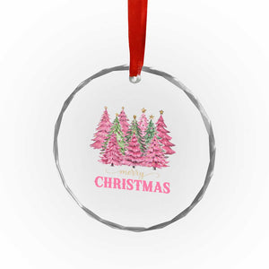 Pink Xmas Tree Farm Crystal Glass Ornament Merry Xmas Ornaments Family Holiday Pajamas TS02 Print Your Wear