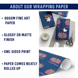 Pink Xmas Tree Farm Wrapping Paper Roll Merry Xmas Ornaments Family Holiday Pajamas TS02 Print Your Wear