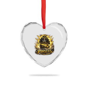 Pirate Lovers Heart Crystal Glass Ornament Vintage Golden Pirate Ship Skull Graphic TS10 Print Your Wear