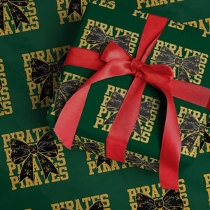 Pirates Coquette Bow Wrapping Paper Roll Retro Sports Style Pirate Skull TS10 Green Print Your Wear