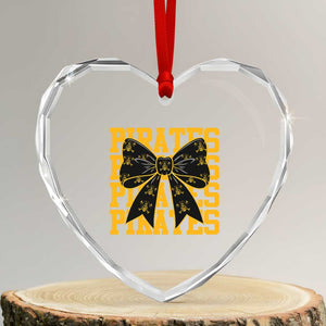Pirates Coquette Bow Heart Crystal Glass Ornament Retro Sports Style Pirate Skull TS10 Transparent Glass 3'' Heart Print Your Wear
