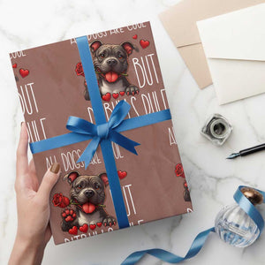 Pitbull Lover Wrapping Paper Roll All Dogs Are Cool But Pitbulls Rule TS12 Mocha Print Your Wear