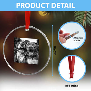 Pitbull Selfie Meme Crystal Glass Ornament Funny Dog Lover Graphic TS12 Print Your Wear