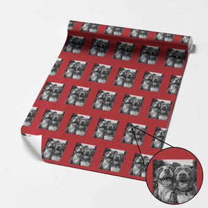 Pitbull Selfie Meme Wrapping Paper Roll Funny Dog Lover Graphic TS12 Red Print Your Wear