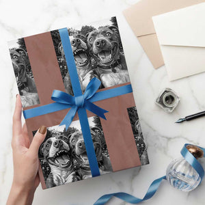 Pitbull Selfie Meme Wrapping Paper Roll Funny Dog Lover Graphic TS12 Mocha Print Your Wear