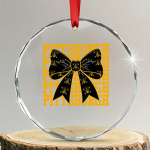 Pittsburgh Coquette Bow Crystal Glass Ornament Retro Sports Style Pirate Skull TS10 Transparent Glass 3'' Circle Print Your Wear