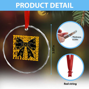 Pittsburgh Coquette Bow Crystal Glass Ornament Retro Sports Style Pirate Skull TS10 Print Your Wear
