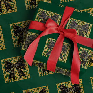 Pittsburgh Coquette Bow Wrapping Paper Roll Retro Sports Style Pirate Skull TS10 Green Print Your Wear