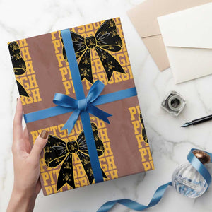 Pittsburgh Coquette Bow Wrapping Paper Roll Retro Sports Style Pirate Skull TS10 Mocha Print Your Wear