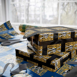 Pittsburgh Lovers Wrapping Paper Roll Retro Pennsylvania Steel City Pirate Skull TS10 Black Print Your Wear