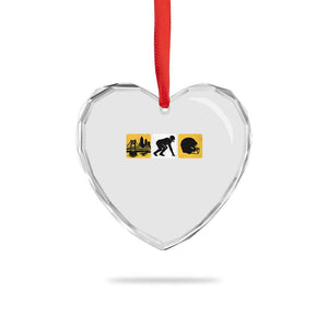 Pittsburgh Skyline Crest Graphic Heart Crystal Glass Ornament Football Fan Pride