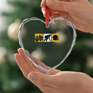 Pittsburgh Skyline Crest Graphic Heart Crystal Glass Ornament Football Fan Pride