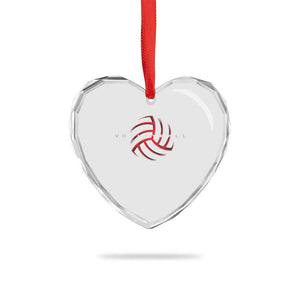 Plain Volleyball Seams Graphic Heart Crystal Glass Ornament Volleyball Lover