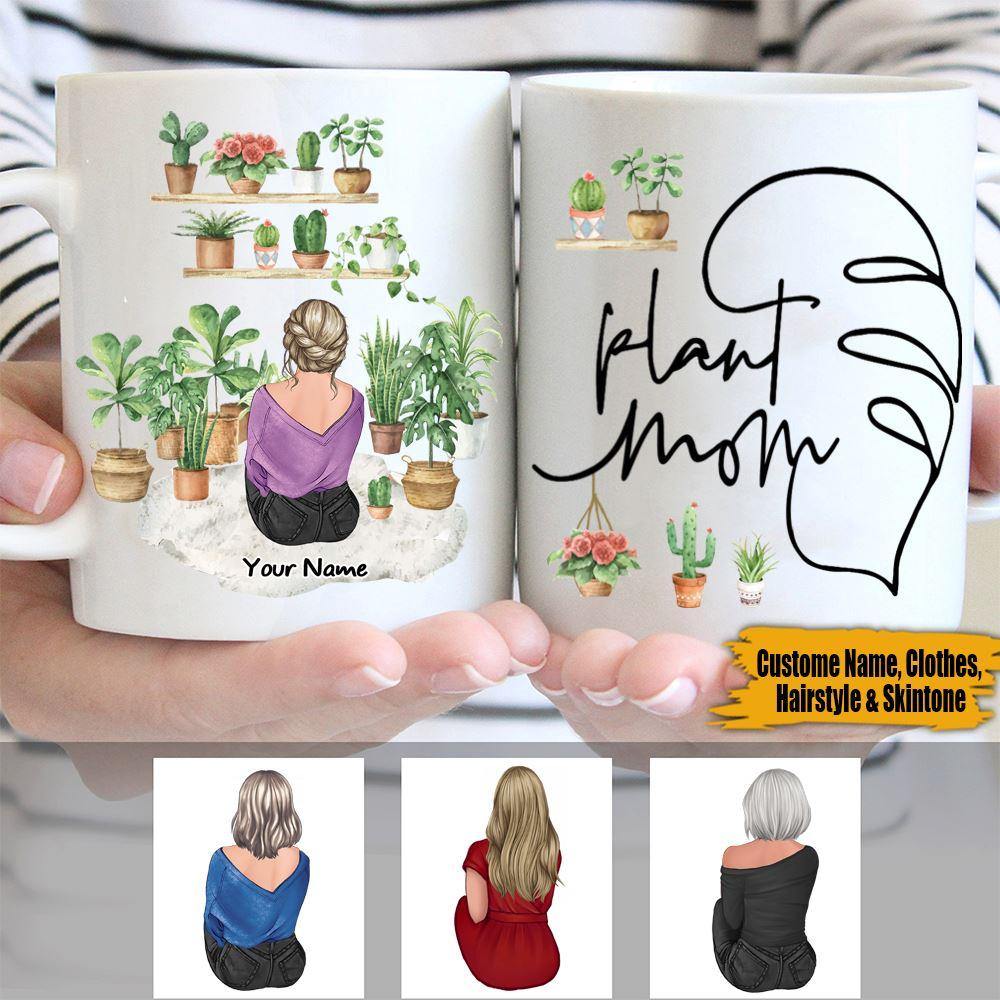 Personalized Plant Mothers Day Mug Plant Mom CTM One Size 11oz size Custom - Printyourwear