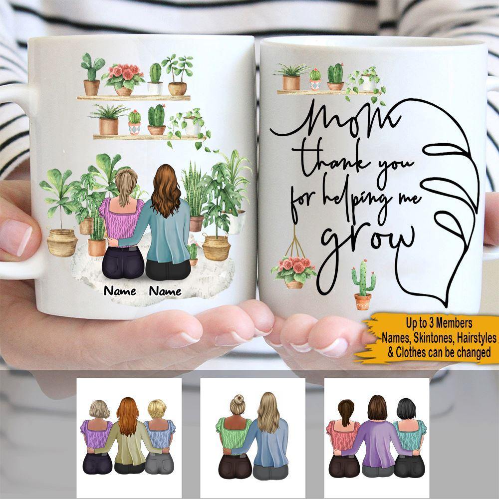 Personalized Plant Mothers Day Mug Thank You For Helping Me Grow CTM One Size 11oz size Custom - Printyourwear