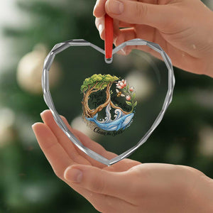 Plant The Trees Save The Bees Clean The Seas Heart Crystal Glass Ornament Vintage Peace Sign Aesthetic Nature Lover Ocean Conservation TS02 Print Your Wear