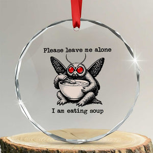 Please Leave Me Alone I Am Eating Soup Funny Mothman Crystal Glass Ornament