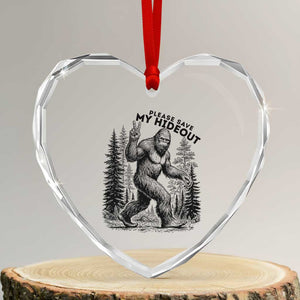 Please Save My Hideout Heart Crystal Glass Ornament Bigfoot Forest Protector TS12 Transparent Glass 3'' Heart Print Your Wear