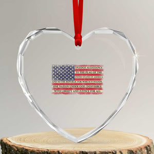 Pledge of Allegiance USA Flag Vintage Patriotic Graphic Heart Crystal Glass Ornament One Nation Under God Liberty and Justice for All TS02 Transparent Glass 3'' Heart Print Your Wear