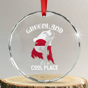 Polar Bear Greenland Flag Graphic Crystal Glass Ornament It's a Cool Place Arctic Circle TS02 Transparent Glass 3'' Circle Print Your Wear