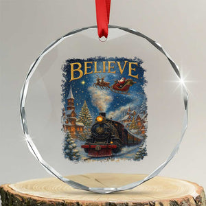 Polar Express Crystal Glass Ornament Retro Vintage Christmas Believe TS10 Transparent Glass 3'' Circle Print Your Wear