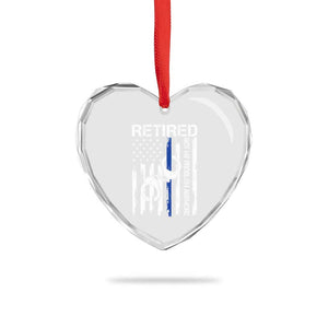 Police Retirement Heart Crystal Glass Ornament Retired Not My Problem Anymore Handcuffs US Flag Retired Police Graphic