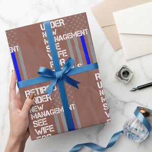Police Retirement Wrapping Paper Roll Retired Under New Management See Wife For Details TS10 Mocha Print Your Wear