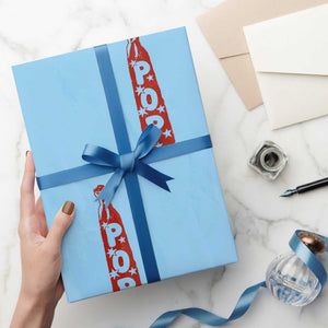 Pop Tie Star Dad Music Lover Fathers Day Wrapping Paper Roll TS11 Light Blue Print Your Wear