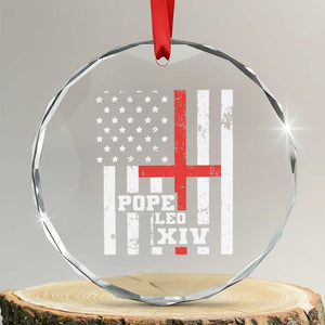Pope Leo XIV Crystal Glass Ornament First American Pope Catholic Religious Cross American Flag TS11 Transparent Glass 3'' Circle Print Your Wear