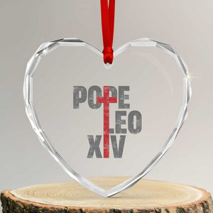 Pope Leo XIV Heart Crystal Glass Ornament First American Pope Catholic Religious Cross TS11 Transparent Glass 3'' Heart Print Your Wear