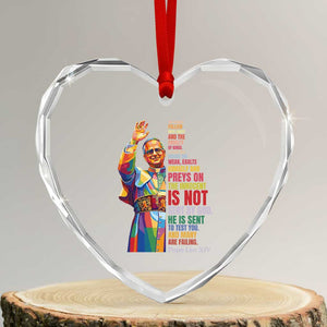 Pope Leo XIV No Kings Heart Crystal Glass Ornament You Cannot Follow Both Christ And The Cruelty Of Kings TS11 Transparent Glass 3'' Heart Print Your Wear