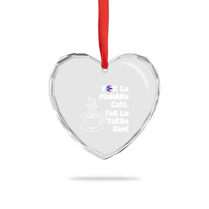 Por La Mañana Cafe Heart Crystal Glass Ornament Puerto Rican Music Lover Coffee Fan TS14 Print Your Wear