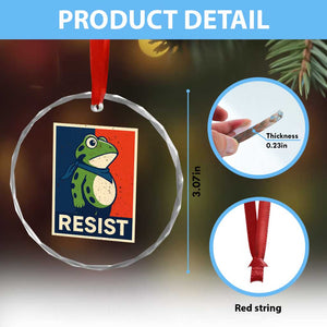 Portland 2025 Protest Crystal Glass Ornament Frog Resist Against Pepper Spray TS02 Print Your Wear