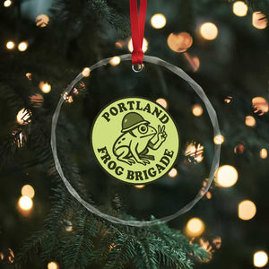 Portland Frog Brigade Crystal Glass Ornament Peace Frog Protest Badge TS02 Print Your Wear