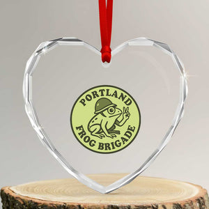 Portland Frog Brigade Heart Crystal Glass Ornament Peace Frog Protest Badge TS02 Transparent Glass 3'' Heart Print Your Wear