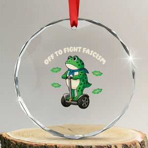 Portland Frog Crystal Glass Ornament Off to Fight Fascism Inflatable Costume Protest TS10 Transparent Glass 3'' Circle Print Your Wear